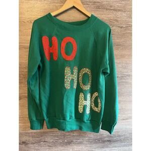 Vintage Sweatshirt Green Patchwork 80s Christmas Xmas Holiday Pannill Large
